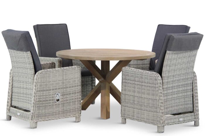 Garden Collections Bello/Sand City rond 120 cm dining tuinset 5-delig – Grijs-antraciet