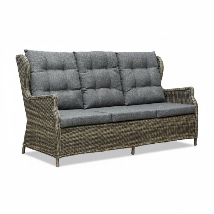 Denza Furniture Belfort loungebank | aluminium + wicker | Kobo Grey | 180cm – Donkergrijs – Donkerbruin