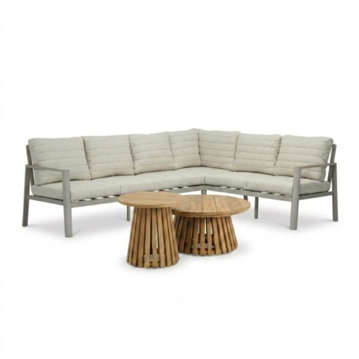 LUX outdoor living Tokyo/Palau hoek loungeset 6 personen | aluminium + polywood | beige | 5-delig 264x204cm
