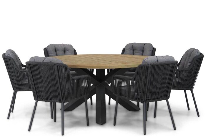 Santika Furniture Tendenza/Rockville 160 cm dining tuinset 7-delig – Grijs-antraciet