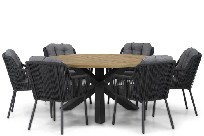 Santika Furniture Tendenza/Rockville 160 cm dining tuinset 7-delig - Grijs-antraciet