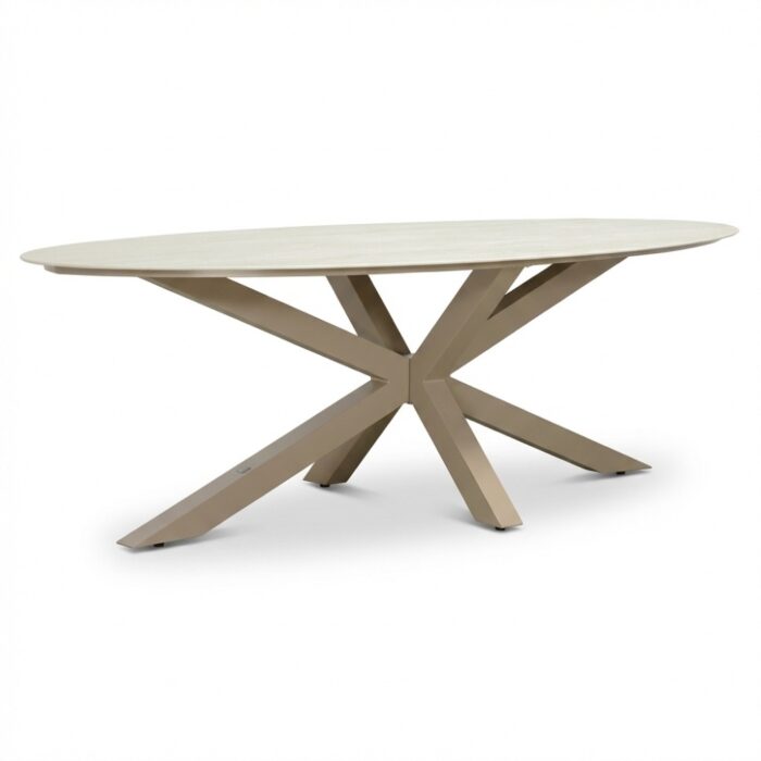 LUX outdoor living Calma dining tuintafel 6 personen | sintered stone + aluminium | Marble Latte | 240cm ovaal