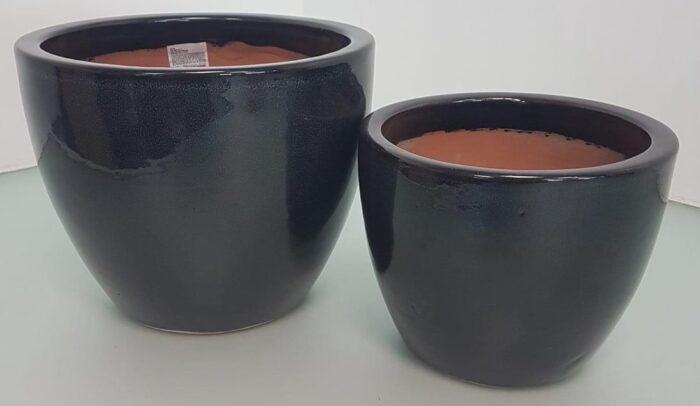 Mcollections Bloempot Glazed medium zwart Glazuur 1 stuk