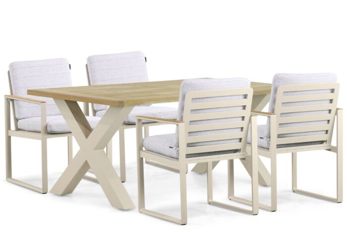 Lifestyle Garden Furniture Faro/Cardiff 180 cm dining tuinset 5-delig – Taupe-naturel-bruin