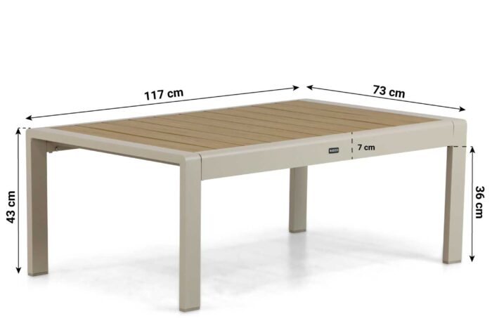 Lifestyle Garden Furniture Lezo loungetafel rechthoek – Taupe-naturel-bruin