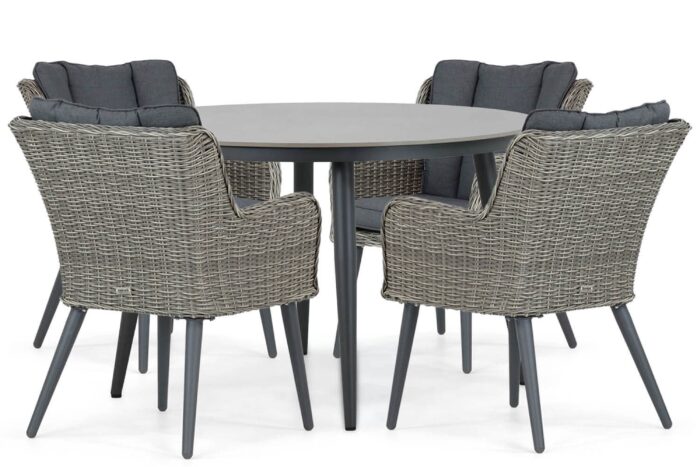 Garden Collections Boston/Vienna 120 cm dining tuinset 5-delig – Grijs-antraciet