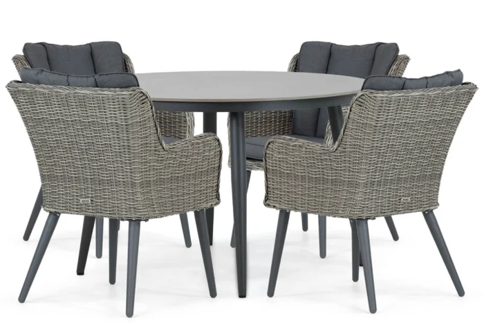 Garden Collections Boston/Vienna 120 cm dining tuinset 5-delig - Grijs-antraciet