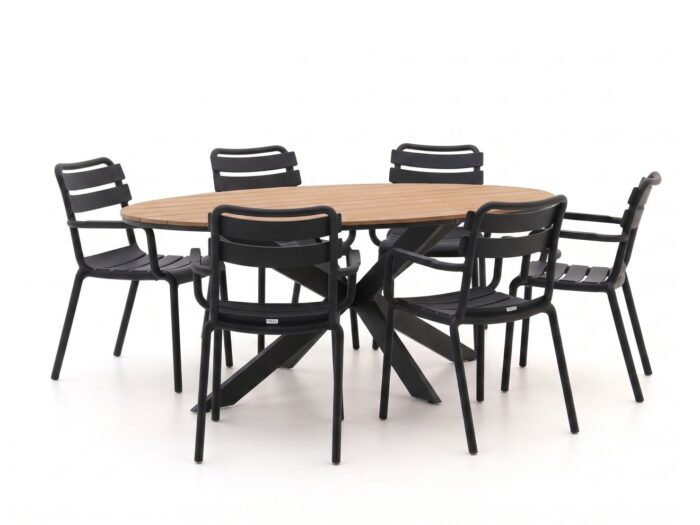 Forza Furniture Forza Vico/Fidenza 220cm ovaal dining tuinset 7-delig stapelbaar Laagste prijsgarantie!