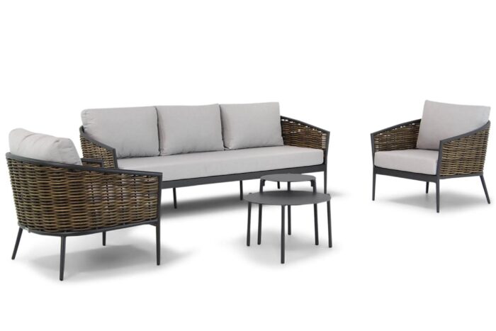 Coco Palm/Pacific 45/60 cm stoel-bank loungeset 5-delig – Taupe-naturel-bruin