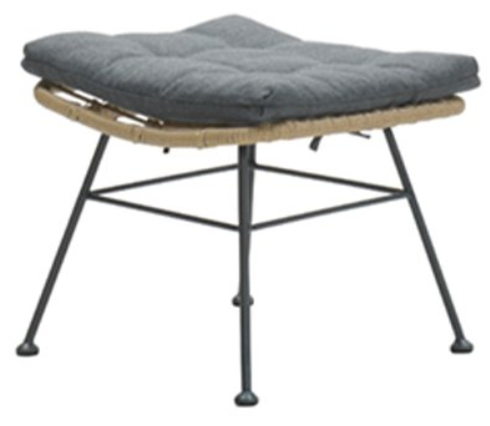 Garden impressions Luna en libelle voetenbank natural rotan en mystic grey – grijs