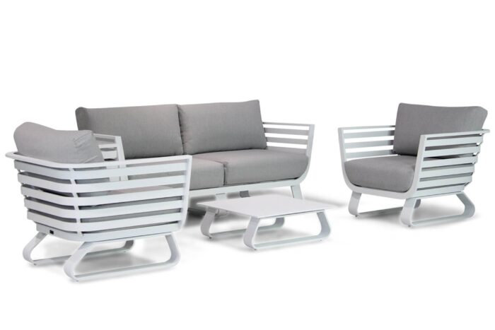 Santika Furniture Sovita stoel-bank loungeset 4-delig – Wit