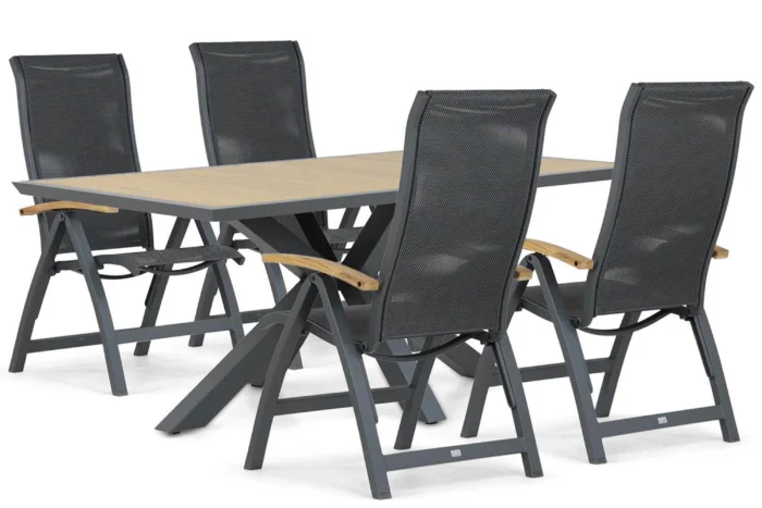 Presto Tarenta/Palermo 181 cm dining tuinset 5-delig - Grijs-antraciet