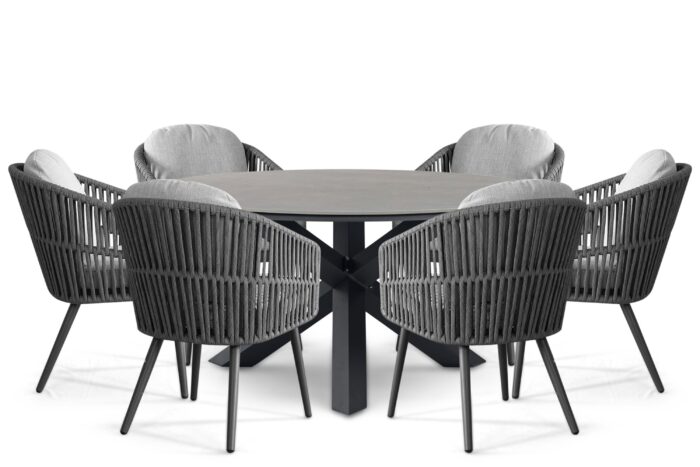 Santika Furniture Marani/Xento 150 cm dining tuinset 7-delig – Grijs-antraciet