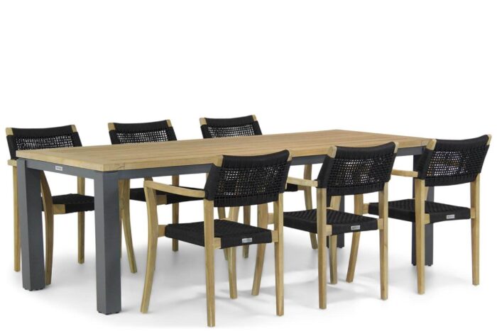 Lifestyle Garden Furniture Dallas/Veneto 230 cm dining tuinset 7-delig – Zwart