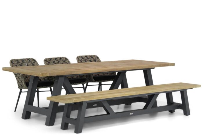 Lifestyle Garden Furniture Crossway/Trente 260 cm dining tuinset 5-delig – Zwart-wit