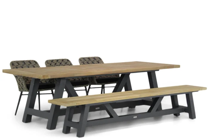 Lifestyle Garden Furniture Crossway/Trente 260 cm dining tuinset 5-delig - Zwart-wit