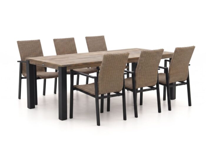 Manifesto Furniture Manifesto Villongo/ROUGH-S 220cm dining tuinset 7-delig stapelbaar Laagste prijsgarantie!