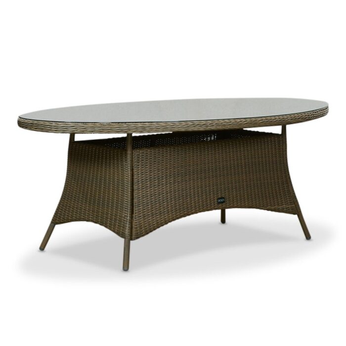 Denza Furniture Madrid dining tuintafel 6 personen | wicker | Ash Grey | 200cm ovaal