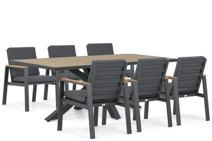 Lifestyle Garden Furniture Marietta/Palermo 215 cm dining tuinset 7-delig – Grijs-antraciet