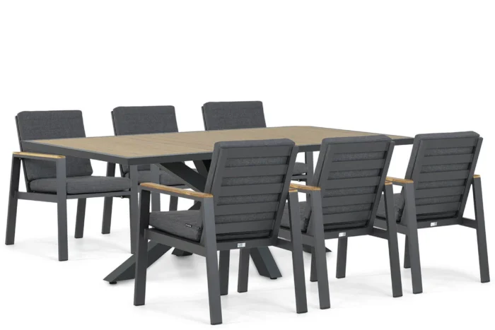 Lifestyle Garden Furniture Marietta/Palermo 215 cm dining tuinset 7-delig - Grijs-antraciet