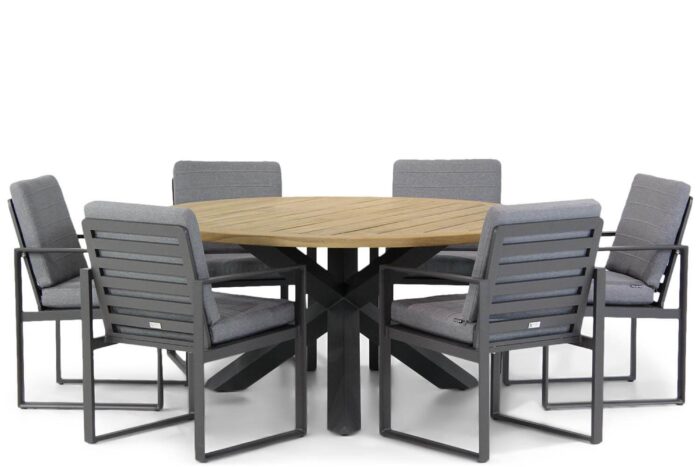 Santika Furniture Zaga/Rockville 160 cm dining tuinset 7-delig – Grijs-antraciet