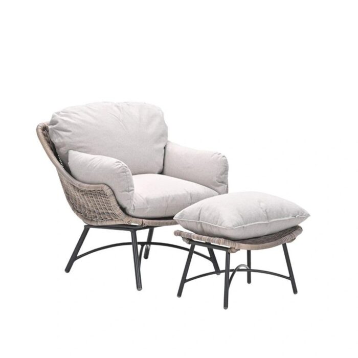 Garden impressions Logan Fauteuil Voetenbank Vintage Willow – bruin;grijs