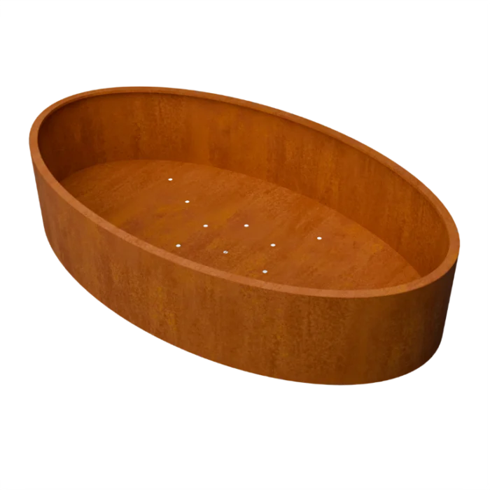Geroba Ovalu Ovale plantenbak cortenstaal L280 x B160 x H60 cm - bruin