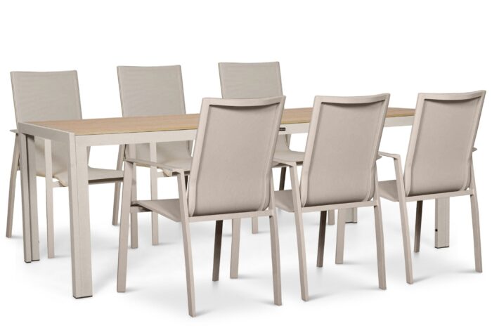 Lifestyle Garden Furniture Ultimate/Creta 205×90 cm dining tuinset 7-delig – Zand/Beige