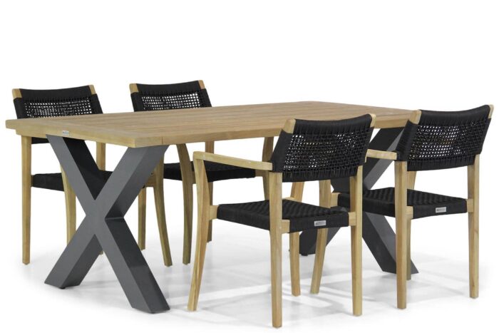 Lifestyle Garden Furniture Dallas/Cardiff 180 cm dining tuinset 5-delig – Zwart