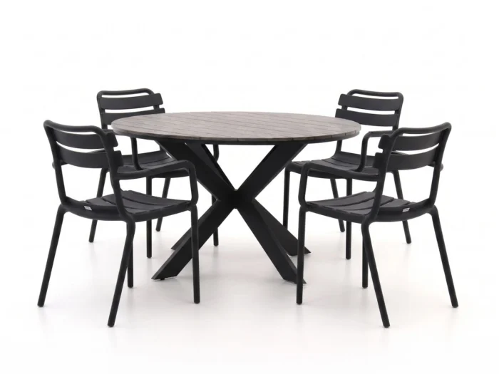 Forza Furniture Vico/Fidenza ø126cm dining tuinset 5-delig stapelbaar