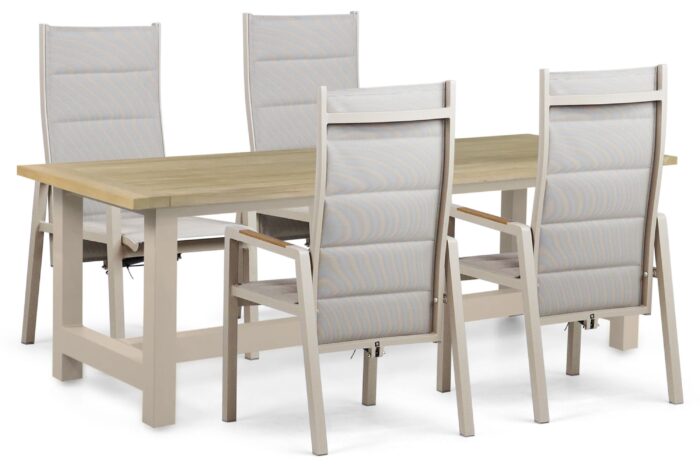 Lifestyle Garden Furniture Essence/San Francisco 200x100 cm dining tuinset 5-delig - Taupe-naturel-bruin