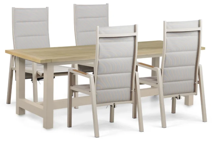 Lifestyle Garden Furniture Essence/San Francisco 200x100 cm dining tuinset 5-delig - Taupe-naturel-bruin