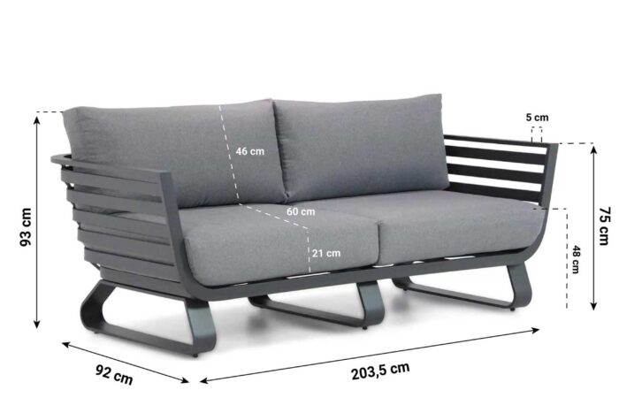 Santika Furniture Sovita lounge bank 2,5 zits – Grijs-antraciet