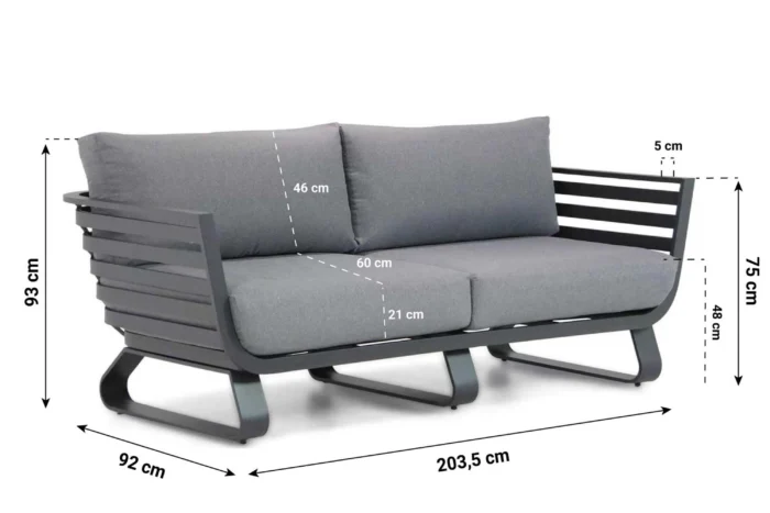 Santika Furniture Sovita lounge bank 2,5 zits - Grijs-antraciet