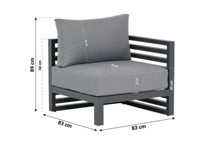 Santika Furniture Jaya eind module (met 1 rugkussen) – Grijs-antraciet