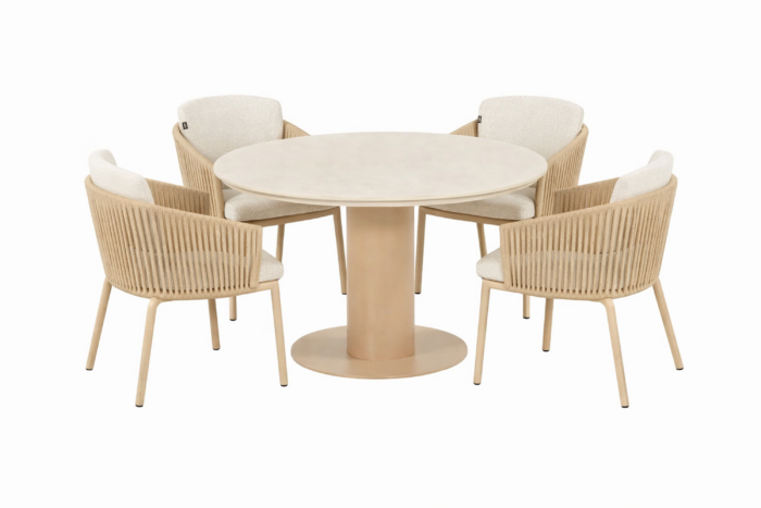 Hartman Sevilla/Girona 120 cm dining tuinset 5-delig – Taupe-naturel-bruin