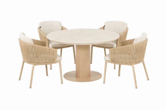 Hartman Sevilla/Girona 120 cm dining tuinset 5-delig - Taupe-naturel-bruin