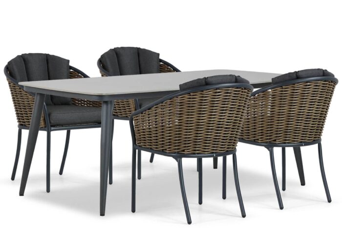 Santika Furniture Tika/Vienna 180 cm dining tuinset 5-delig – Grijs-antraciet