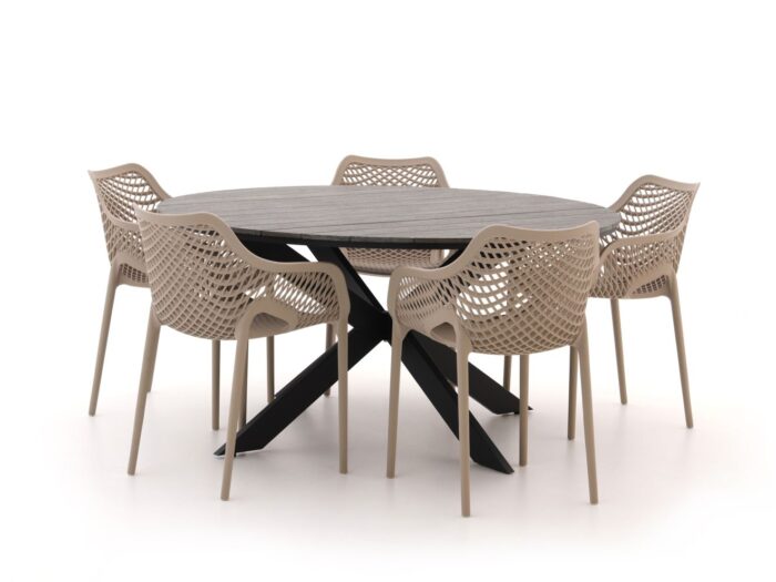 Forza Furniture Forza Ripi/Fidenza ø149cm dining tuinset 6-delig stapelbaar Laagste prijsgarantie! – Zwart