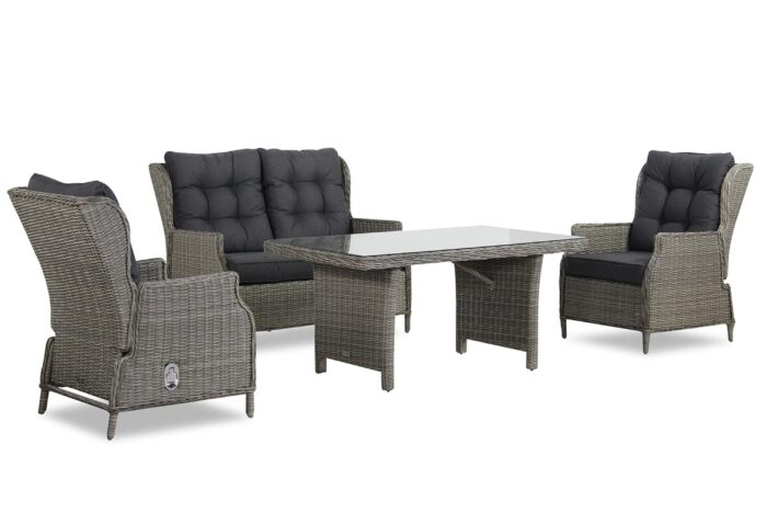 Garden Collections New Castle stoel-bank loungeset 4-delig – Grijs-antraciet