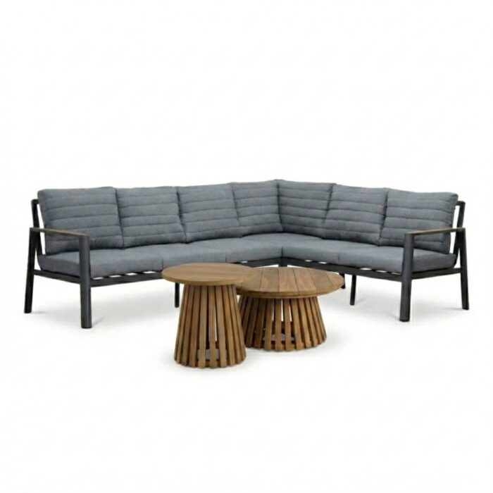 LUX outdoor living Tokyo/Palau hoek loungeset 6 personen | aluminium + polywood | antraciet | 5-delig 264x204cm