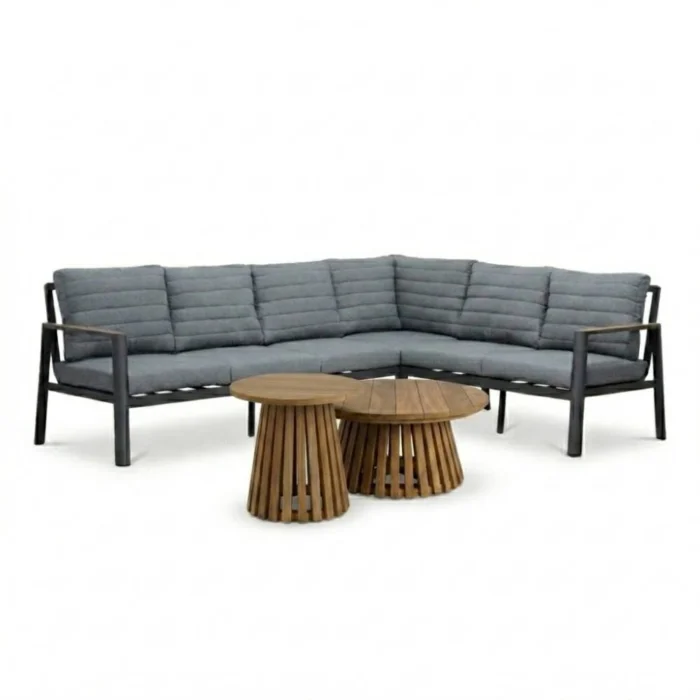 LUX outdoor living Tokyo/Palau hoek loungeset 6 personen | aluminium + polywood | antraciet | 5-delig 264x204cm