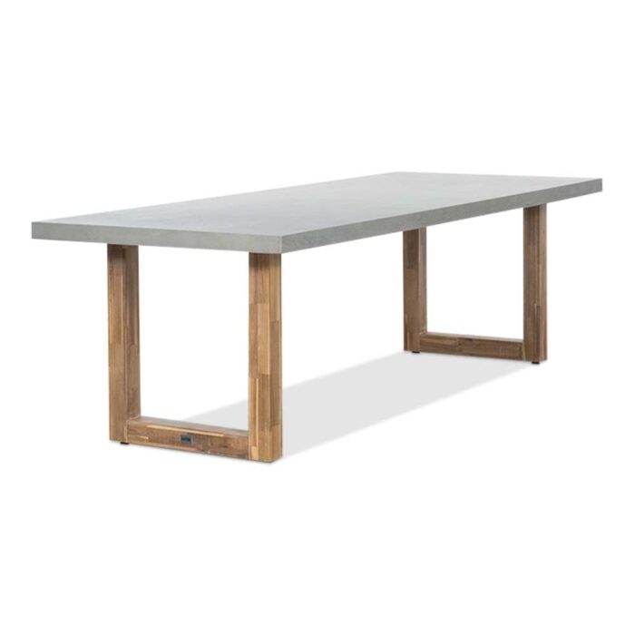 BUITEN living Lausanne dining tuintafel 6 personen | polystone + hardhout | betonlook | 250cm – Light Teak, Betonlook
