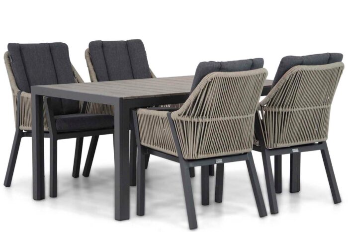 Lifestyle Garden Furniture Verona/Young 155 cm dining tuinset 5-delig – Taupe-naturel-bruin