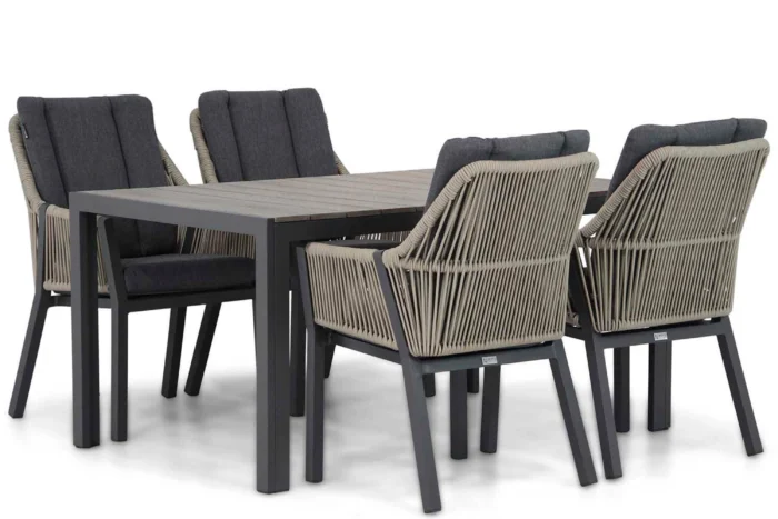 Lifestyle Garden Furniture Verona/Young 155 cm dining tuinset 5-delig - Taupe-naturel-bruin