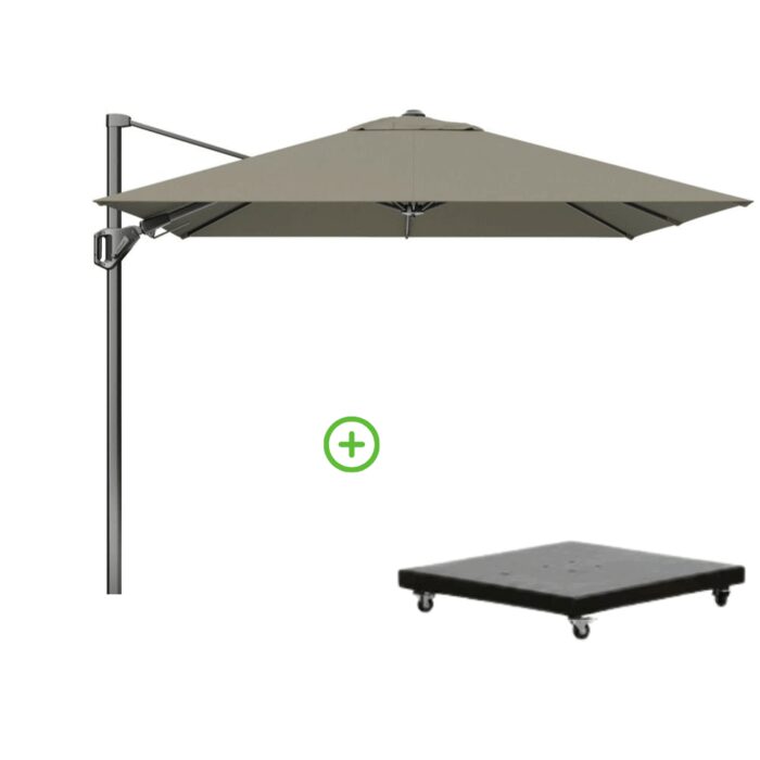 Platinum Voyager T² zweefparasol | 270x270cm met Monza parasolvoet 90kg | taupe – Taupe – Naturel – Bruin