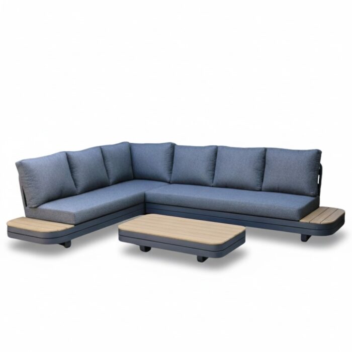 LUX outdoor living Serrento hoek loungeset links 6 personen incl. tafel | aluminium + polywood | antraciet | 4-delig