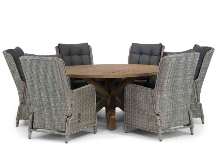 Garden Collections Kingston/Sand City 160 cm rond dining tuinset 7-delig – Grijs-antraciet