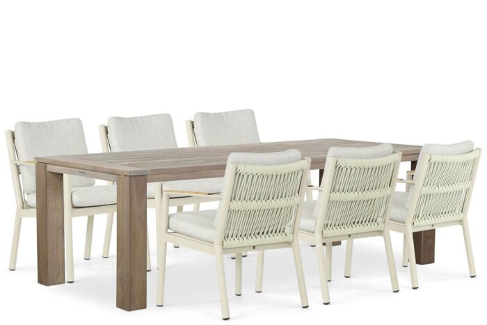 Coco Sevilla/Brighton 240 cm dining tuinset 7-delig – Taupe-naturel-bruin