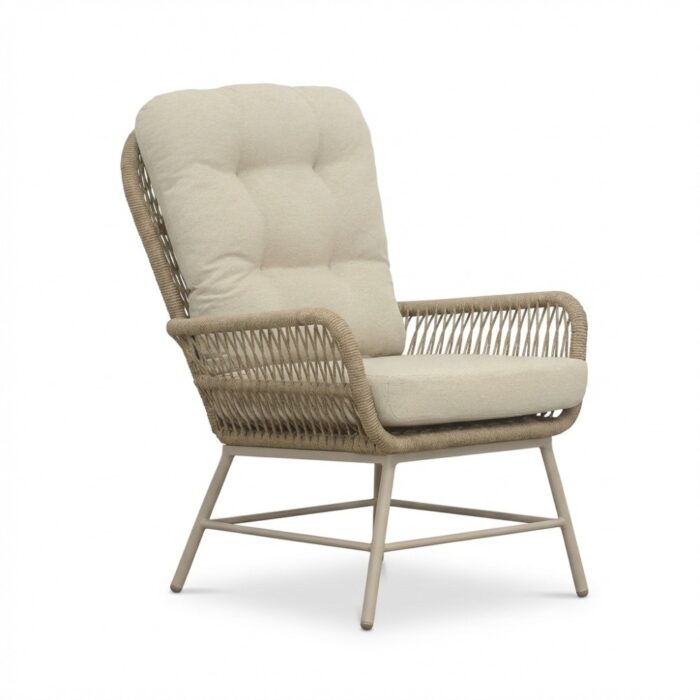 BUITEN living Dex loungestoel | touw + aluminium | Sandstone